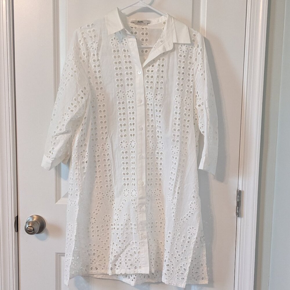 Love Bonito White Eyelet Tunic Shirt - Size 6